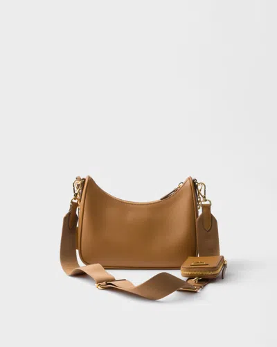 Prada Re-edition 2005 Saffiano Leather Shoulder Bag In Brown