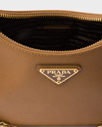 Prada Re-edition 2005 Saffiano Leather Shoulder Bag In Brown