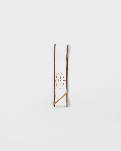 Prada Womens Neutral Printed Jacquard Skinny Silk Twill Scarf