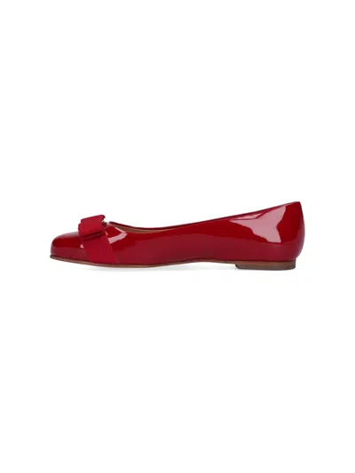 Ferragamo Barabou Patent Leather Ballet Flats In Red