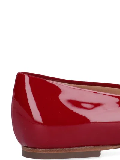 Ferragamo Barabou Patent Leather Ballet Flats In Red