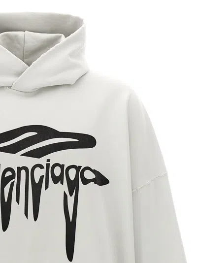 Balenciaga 3b Liquefied Sweatshirt White In White
