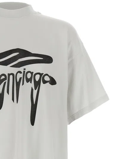 Balenciaga Light Grey Cotton Oversize T-shirt In White