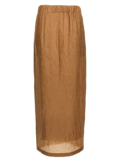 Max Mara Crinkled Texture Midi Skirt With Elastic Waistband