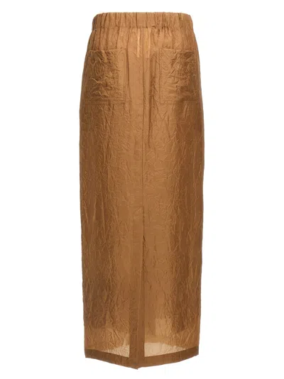 Max Mara Crinkled Texture Midi Skirt With Elastic Waistband