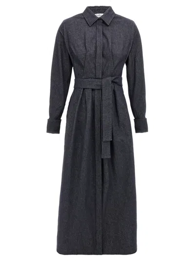 Max Mara Go Belted Waist Midi Dress With Long Sleeves