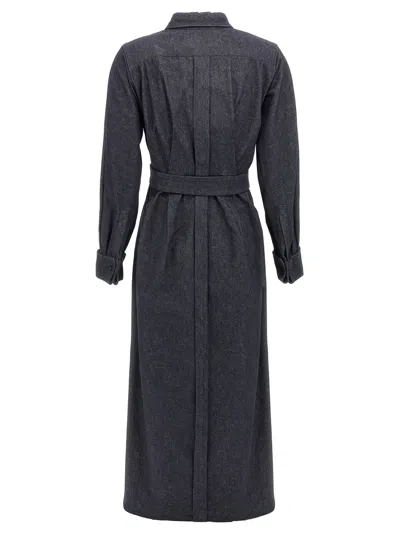 Max Mara Go Belted Waist Midi Dress With Long Sleeves