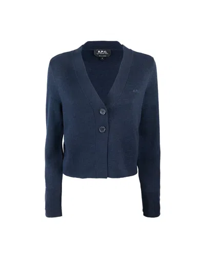 Apc Anna Dark Navy Cardigan In Blue