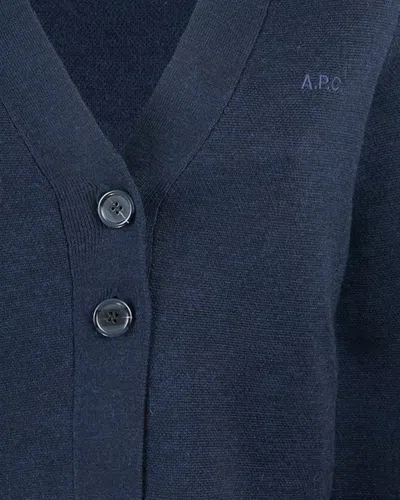 Apc Anna Dark Navy Cardigan In Blue