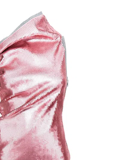 Rick Owens Sequined One-shoulder Denim Evening Dress In Pink