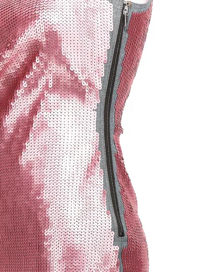 Rick Owens Sequined One-shoulder Denim Evening Dress In Pink