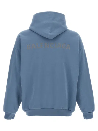 Balenciaga Felpa In Cotone Azzurro Uomo