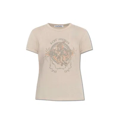 Acne Studios Etza Printed Cotton Jersey T-shirt In Nude