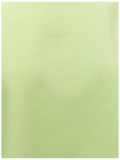 Carhartt Crew Neck Sweatshirt Ribbed Cuffs In Green
