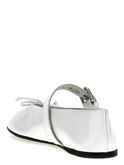 Miu Miu Buckle And Bow Ballet Flats Flat Shoes White