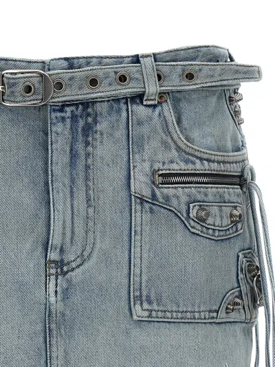 Balenciaga Distressed Denim Mini Skirt Fringes Edge