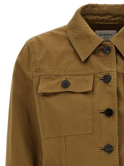 Saint Laurent Short Brown Safari-style Jacket Jackets Brown In Brown