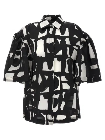 Max Mara Carella Abstract-print Puff-sleeve Collared Shirt