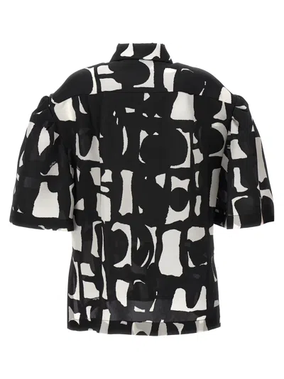 Max Mara Carella Abstract-print Puff-sleeve Collared Shirt