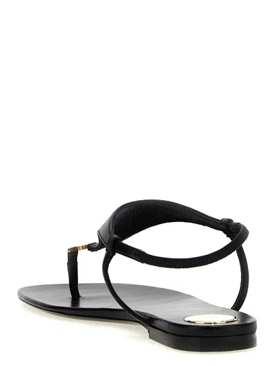 Saint Laurent Sandali Piatti Cassandre In Pelle Liscia Con Tomaia Triangolare In Black