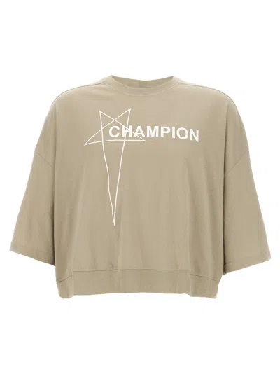 Rick Owens Champion Graphic Print Crew Neck T-shirt In Neutral