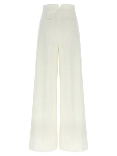 Max Mara High Waist Wide Leg Trousers With Pleats In Neutral