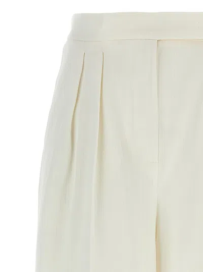 Max Mara High Waist Wide Leg Trousers With Pleats In Neutral