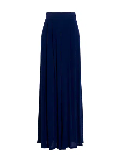 Max Mara Wide-leg High Waist Pleated Slit Trousers In Blue