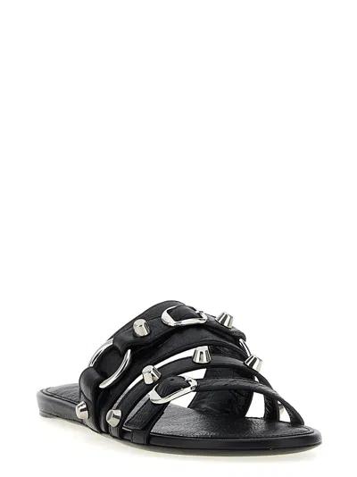 Balenciaga City Flat Sandals In Black