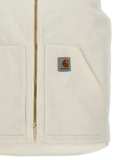 Carhartt Vest With Patch Pockets And Ribbed Collar In Neutral