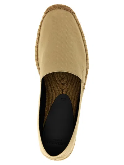 Saint Laurent Beige Espadrilles With Tonal Cassandre Embroidery On The Front And Almond Toe In Cotton Man In Black