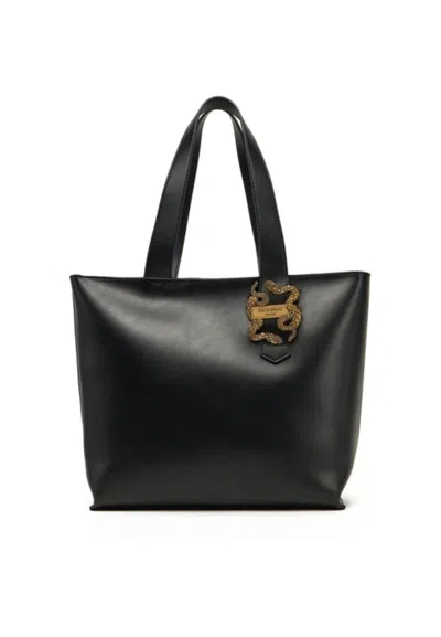 Just Cavalli Snake-appliqué Zipped Tote Bag