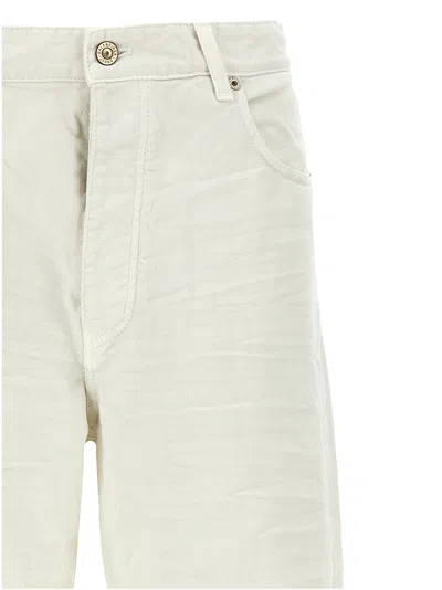 Balenciaga Wide Camel White Jean Pants In Multi