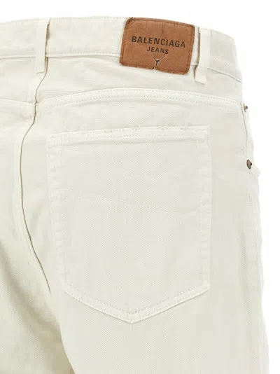 Balenciaga Wide Camel White Jean Pants In Multi