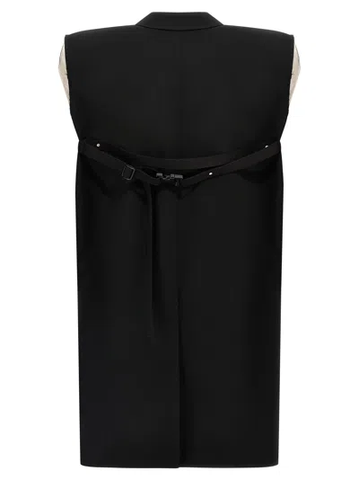 Rick Owens Tailored Sl Sleeveless Jacket With Back Belt In Black