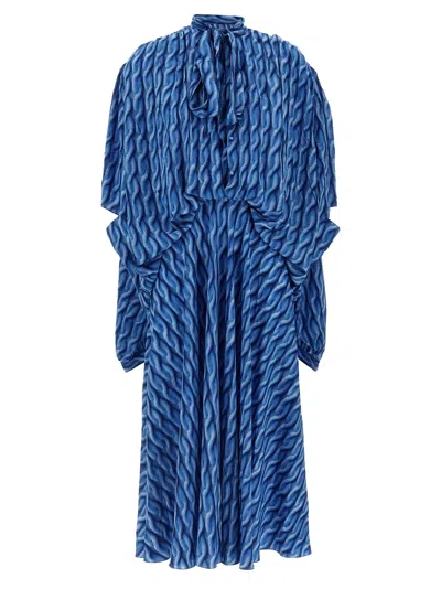 Balenciaga Patterned Drape Midi Dress