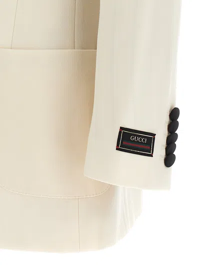 Gucci Double-breasted Blazer Blazer And Suits White/black