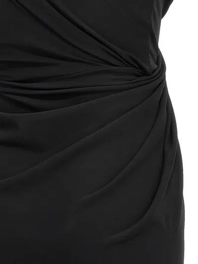 Balenciaga Draped Sleeveless Asymmetric Midi Dress In Black