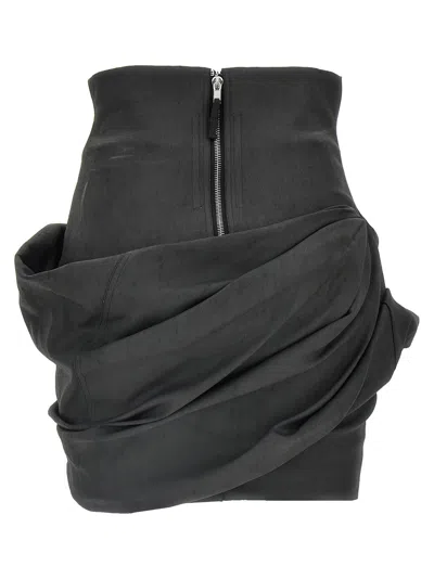 Rick Owens Draped Mini Skirts Black In Gray