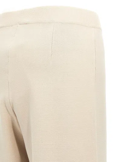 Max Mara Ragtime Ribbed-trim Wide-leg High-rise Wool-knit Trousers In Neutral