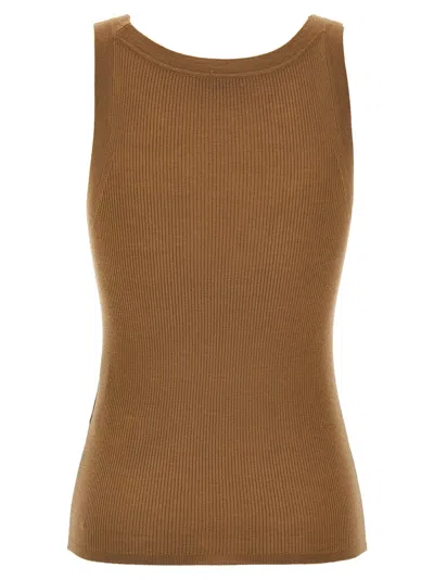 Max Mara Women Sleeveless Knitted Top In Brown
