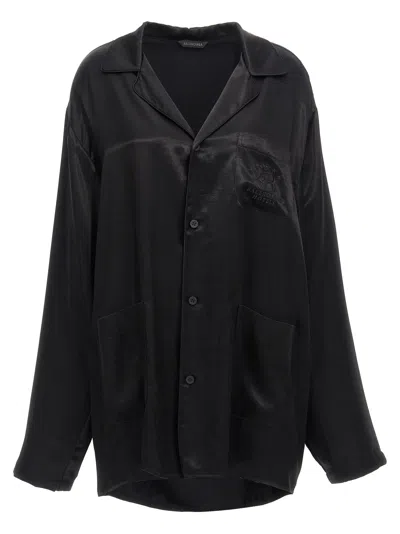 Balenciaga Pajama-style Shirt With Tone-on-tone Logo Embroidery