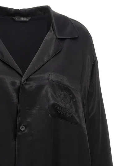 Balenciaga Pajama-style Shirt With Tone-on-tone Logo Embroidery