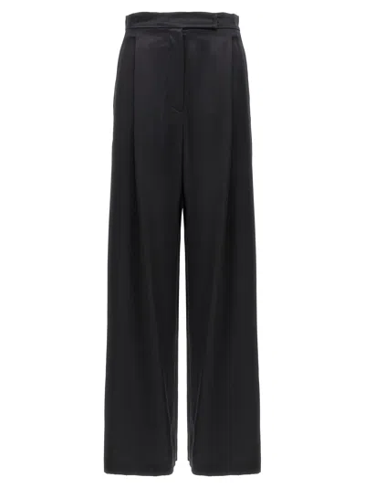 Max Mara High Waist Satin Finish Wide Leg Trousers In Black
