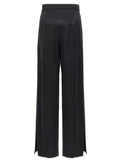 Max Mara High Waist Satin Finish Wide Leg Trousers In Black
