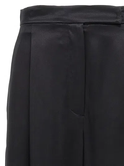 Max Mara High Waist Satin Finish Wide Leg Trousers In Black