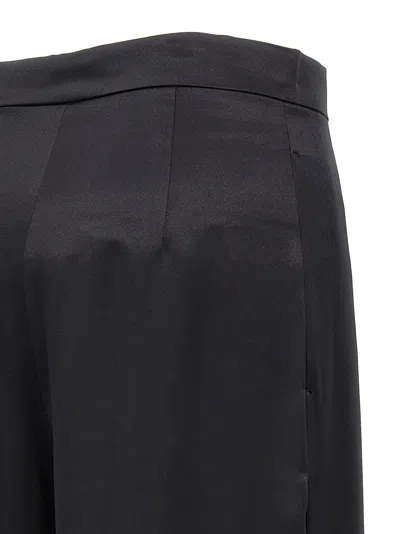 Max Mara High Waist Satin Finish Wide Leg Trousers In Black