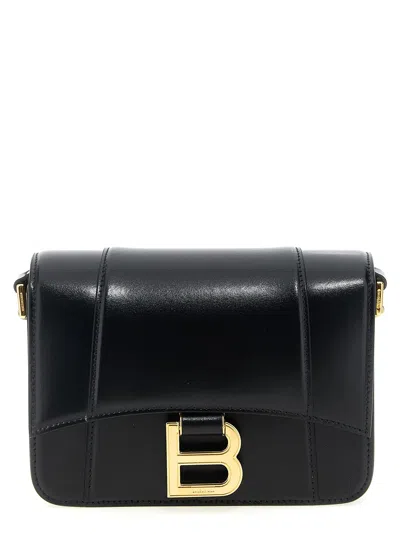 Balenciaga Black Leather Small Hourglass Crossbody Bag In Black