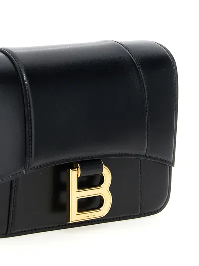 Balenciaga Black Leather Small Hourglass Crossbody Bag In Black