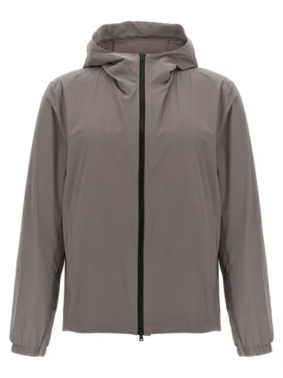 Herno Hooded Jacket Lightweight Fabric Elastic Cuffs In Gray